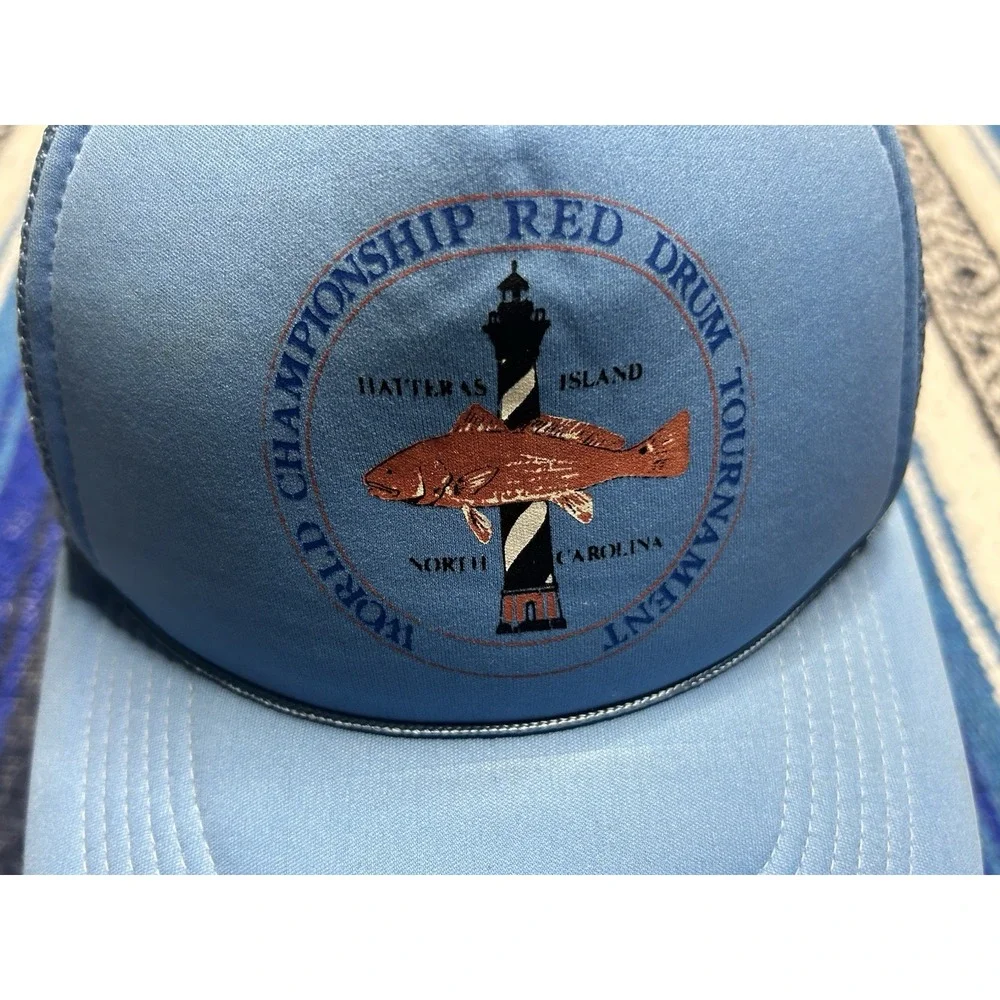 Vintage Hatteras Island World Championship Red Drum Trucker Hat NC Fishing
